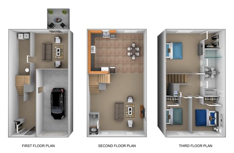 Floor plan for 3 beds, 2.5 baths, 1831 sqft